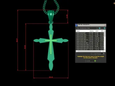 Light Gold 18K Cross Pendant 2CP051 3D print model