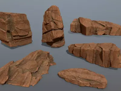 Sandstone Set rock Low-poly 3D model