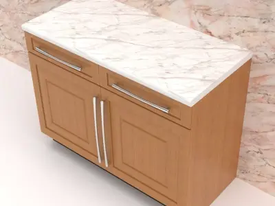 Contemporary Kitchen Unit with Marble worktop   Free low-poly 3D model