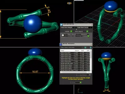 Pearl Ring 3D Model with Bamboo Shank 3D print model