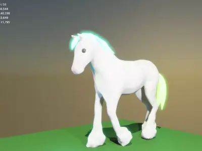 White friesian horse 3D model