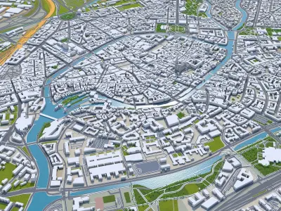 Strasbourg City in France Low-poly 3D model