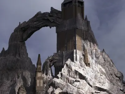 High Fantasy Cliff range City Kit bash 3D model