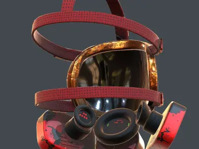 Gas mask helmet 3d model scifi Low-poly  Low-poly 3D model