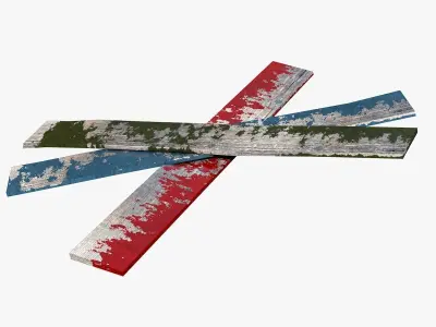 Ruined Wooden Planks  Low-poly 3D model