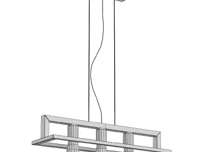detail pendant light with three lights hanging from ceiling 3D model