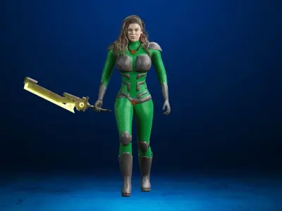 Sci-fi  Female - Rigged Low-poly 3D model