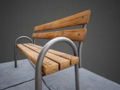 3D modern low poly PBR bench Low-poly 3D model