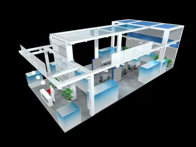 exhibition stall design  3 side open Low-poly 3D model 3D model