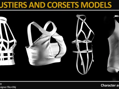 13 BUSTIERS AND CORSETS MODELS Low-poly 3D model
