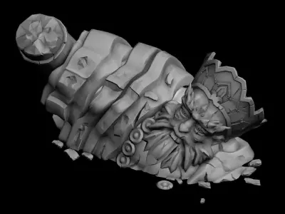 Stone Statue Group - Broken - Buddha Image 04 3D model