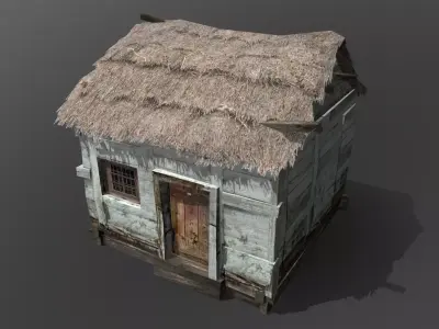 Wooden Hut Low-poly 3D model