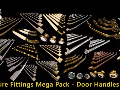 Furniture Fittings Mega Pack - Door Handles Knobs 3D model
