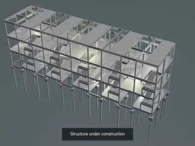 Buildings under construction set 01 3D Model Pack