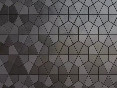 Modern Matte Charcoal Pentagonal Geometric Tiles PBR Seamless Texture