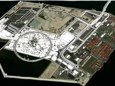 Island Yumeshima Osaka Bay Japan 3D model