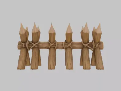 Wooden Barricade Low-poly 3D model