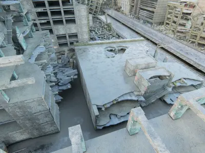 Ruined City Destroyed Cityscape 3D model