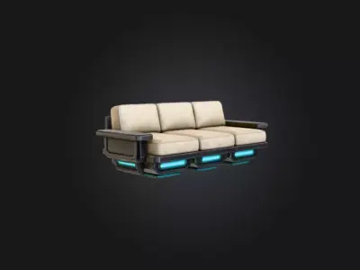 HoverTech Futuristic Sofa Low-poly 3D model
