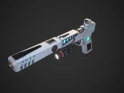 Sci-fi Glock-17 Low-poly 3D model