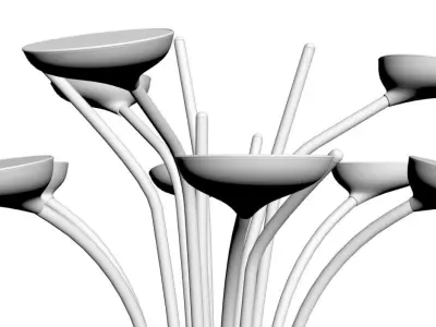 Futuristic tall lamp with bench 3D model