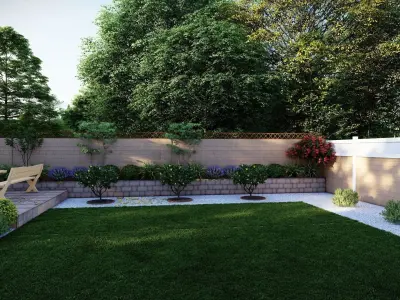 3D Exterior Scene 3D model design garden and landscape 3D 3D model 2
