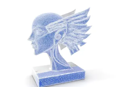 Winged Sculpture Head model pack for creative projects Low-poly 3D model