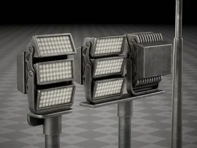 Lamp Street Light Poles and Spotlights Low-poly 3D model