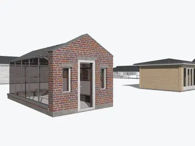set of outbuildings Low-poly 3D model