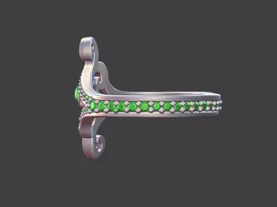 Pave Ladies Ring With Spiral Details Silver Jewelry 3D Model 3D print model