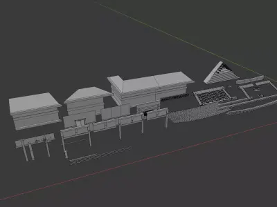 Edo Japan Modullar Assets Untextured Free low-poly 3D model