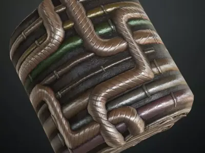 Simple Sci-fi Pipes PBR Seamless Texture