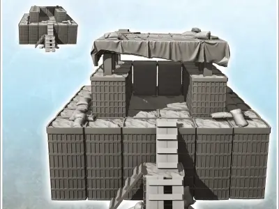 Fortified shooting range with hesco and access stairs 5 3D print model