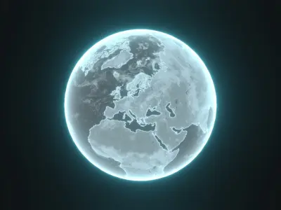 Silver Hologram Planet Earth Hologram Sci-Fi 3D Model Low-poly 3D model