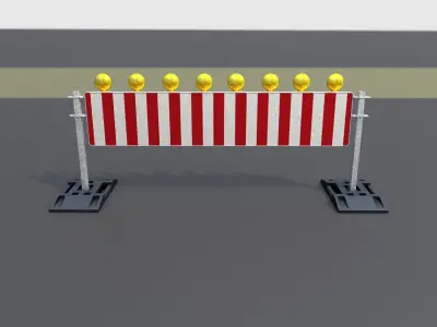 Construction Barrier 5 with warning lights 600-39 500x2400mm Low-poly 3D model
