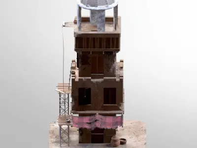 Middle East Style Old Adobe Building Design 3D Low-poly 3D model