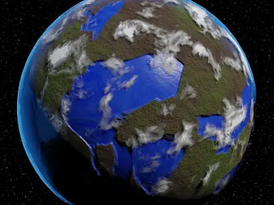 Planet Z fiery in space Low-poly 3D model