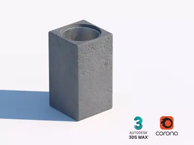 Concrete Outdoor Trash Bin for Urban and Park Areas 3D model