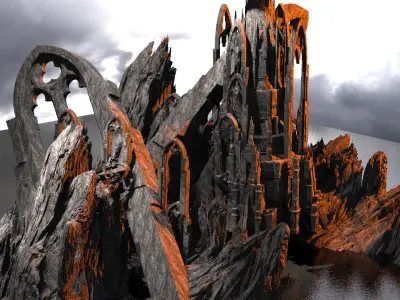 Gorgoroth Temple Fortress Ruins bridge 3D model