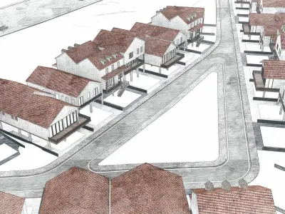 Housing Society Development Design along beach 3D model