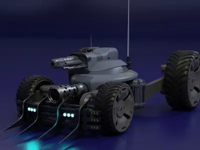 Sci Fi tank Hipoly model 3D model