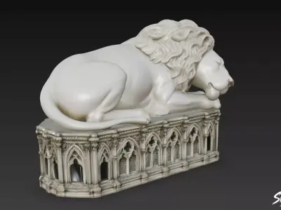 Lion Statue V34 Low-poly 3D model