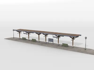 Old railway platform 3D model