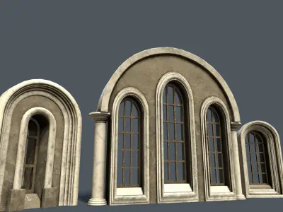 Medieval Window Set  Low-poly 3D model