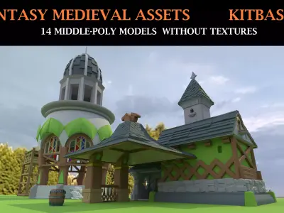 Kitbash Fantasy Medieval Assets Middle-Poly 3D model