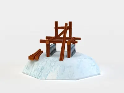 Building groundwork Low-poly 3D model