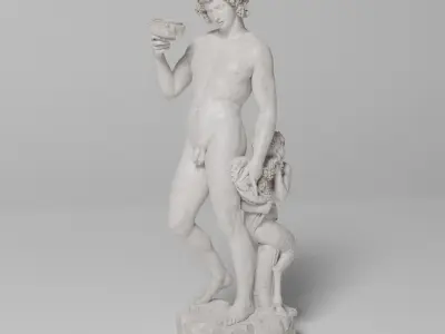 Bacchus Michelangelo Sculpture VR AR Mobile-ready Game-ready Low-poly 3D model