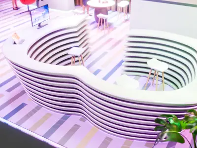 Modern Futuristic Trade Show Booth Design Blender 3D Model 3D model
