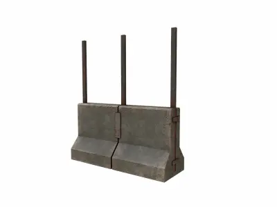 Concrete RoadBlock Barrier Barricade 3D model 12
