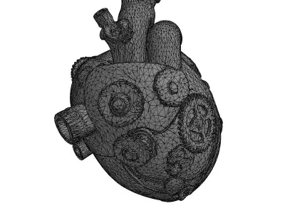 Steampunk Mechanical Heart 3D Model Low-poly 3D model